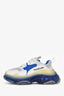 Balenciaga White/Blue Mesh Triple S Sneakers Size 36