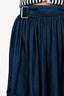 Christian Dior Blue Denim Logo Belted Tiered Maxi Skirt 6