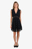 Sandro Navy Lace Embellished V-Neck Sleeveless Mini Dress Size 34