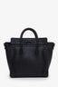 Celine Black Leather Nano Luggage Bag with Strap