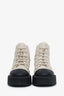 Pre-loved Chanel™ Beige/Black Leather Quilted CC Combat Boots Size 37