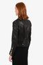 Barbara Bui Black/Cheetah Print Leather and Ponyhair Motorcycle Jacket Size 38