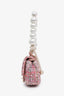 Pre-loved Chanel™ 2019 Pink Tweed Large Pearl Mini Single Flap Handle Bag