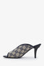 Gucci Navy/Beige Canvas GG Supreme Crystal Embellished Heels Size 37