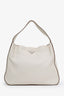 Prada White Vitello Daino Leather Hobo Shoulder Bag
