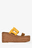 Hermès Brown/Yellow Ithea 30 Espadrille Heels Size 37