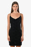 Balmain Black Devoré-Velvet Monogram Mini Slip Dress Size 34