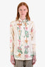 Hermès Cream Silk Ballerina 'La Danse' Button Down Shirt Size 36
