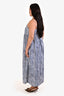 Vince Blue/White Sustainable Silk Nylon Striped Sleeveless Midi Dress Size 12