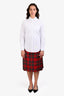 Burberry Red Wool Tartan Fringe Wrap Skirt Size 8 US