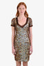 Blumarine Brown/Gold Sequins V Neck SS Dress Est Size XS