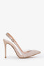 Sergio Rossi Nude Crystal Embellished Slingbacks Size 37.5