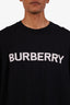 Burberry Navy Logo Linen Cotton Long Sleeve Sweater Size XL Mens
