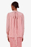 Erdem Red/White Striped Silk Crystal Embellished Blouse with Scarf Size 6