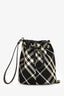 Burberry Black/White Canvas and Leather Mini Check Bucket Bag