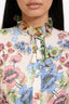 Alexis Cream/Multicolour Floral Long Sleeve Ruffle Mini Dress Size XS