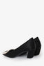 Roger Vivier Black Satin Crystal Embellished Buckle Belle Vivier Heels Size 34.5