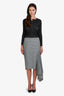 Balenciaga Black/White Houndstooth Asymmetrical Midi Skirt Size 38