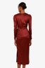 Zimmermann Burgundy Silk Draped Long Sleeve Maxi Dress Size 0