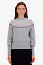 Thom Browne Blue Fair Isle Cashmere Mohair Crewneck Sweater Size 48