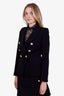Balmain Black Gold Button Double Breasted Blazer Size 36