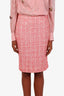 Pre-loved Chanel™ 2001 Red Check Tweed Midi Skirt Size 38
