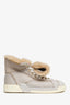 Pre-loved Chanel™ Grey/Beige Leather Sherling High Top Size 37
