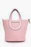 Hermès 2023 Rose Sakura Clemence Leather In-the-Loop 18 Bucket Bag