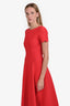 Alaïa Red Knit Short Sleeve Flared Long Dress Size 40