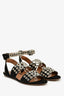 Alaïa Black Leather Suede Grommet Embellished Ankle Strap Sandals Size 39
