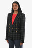 Smythe Black/White Wool Windowpane Check Not a DB Blazer Size 12