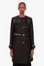 Givenchy Fall 2013 Black Wool Leather Chain Detail Coat Size 40
