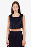 Miu Miu Navy Ruffle-detail Cropped Tank Top Size 40
