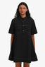 Ganni Black Contrast Stitch Short Sleeve Midi Dress Size 34