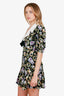 Alessandra Rich Black/Multicolour Bow-embellished Printed Mini Dress Size 44