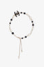 Pre-loved Chanel™ 12B Light Gold Tone Black Beaded Pearl CC Long Necklace