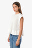 Tibi White Cotton Pleated Peplum Top Size 2