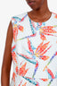 Fendi White Floral Printed Cotton-Blend Midi Shift Dress Size 12