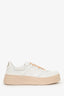 Gucci White/Pink GG Embossed Leather Sneakers Size 38.5