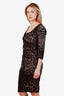 Dolce & Gabbana Grey Animal Printed Ruched Midi Dress Size 46