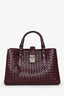Bottega Veneta Burgundy Leather Intrecciato 'Roma' Top Handle Bag With Strap