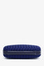 Bottega Veneta Blue Satin Intrecciato Knot Clutch With Chain
