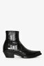 Saint Laurent Black Eel Skin Western Ankle Boot Size 41 Men's