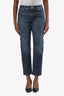 Jean fuselé en denim bleu Brunello Cucinelli, poche ornée de monili, taille 0