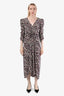 Isabel Marant White/Purple V Neck Ruched Dress Size 36