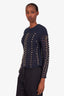 Balmain x H&M Navy/Gold Braided Sheer Long Sleeve Top Size US 12