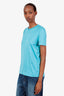 Loro Piana Blue Cotton Logo T-Shirt Size 46