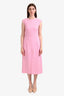 Dolce & Gabbana Light Pink Wool Short Sleeve Front Slit Midi Dress Size 42
