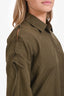 Max Mara Green Cotton Button-Up Long Sleeve Top Size 6