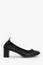 Pre-loved Chanel™ Black Leather Elastic Ballet Flat Heels Size 37.5